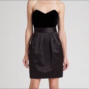 Theory Strapless Velvet Satin Mini Dress